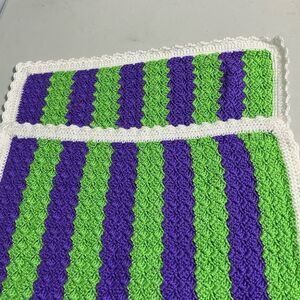 Purple and Green Crochet Blanket-throw